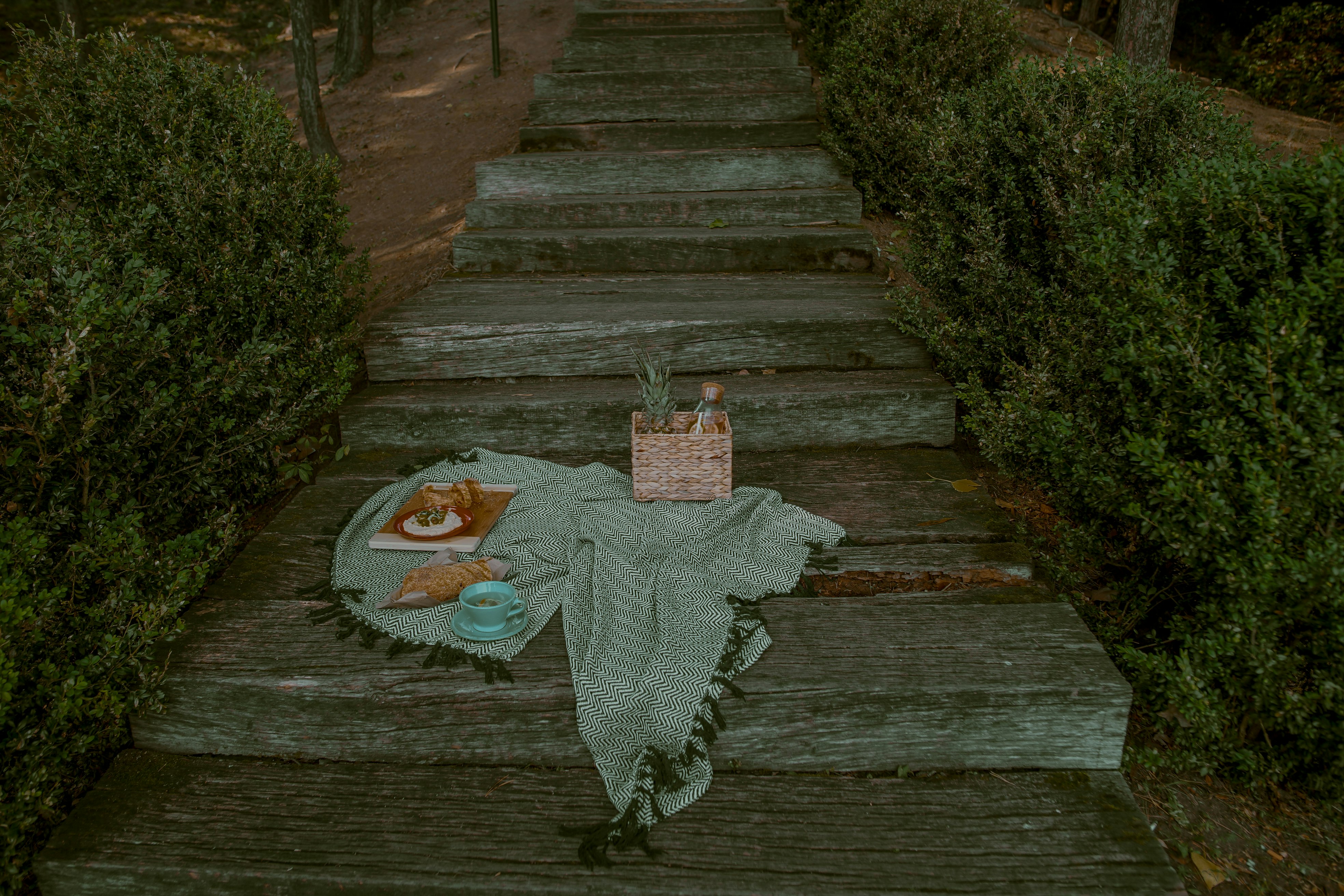 blanket on stairs